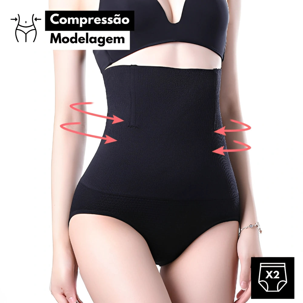 Calcinha De Compressão Modeladora Cintura Alta Emerald - Kit 2 Peças