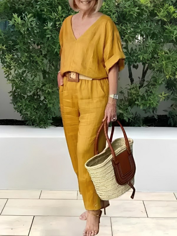 Conjunto Feminino Casual de Algodão e Linho Vicenza